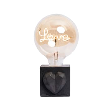 LOVE - Lampe à poser en béton anthracite avec son ampoule à message