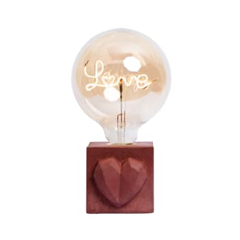 LOVE - Lampe à poser en béton brique avec son ampoule à message