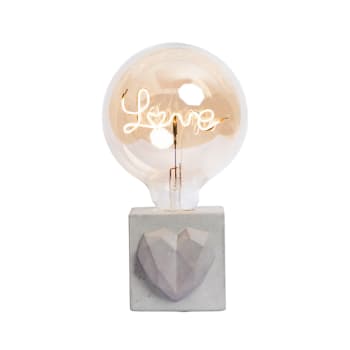 LOVE - Lampe à poser en béton gris avec son ampoule à message