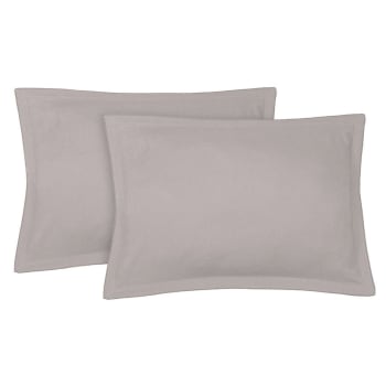 Hortense - Fundas de almohada (x2) lino lavado 50x70 beige grisaceo
