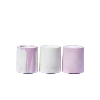 Baby bougies - Baby bougies en béton rose pastel - Lot de 3 bougies parfumées