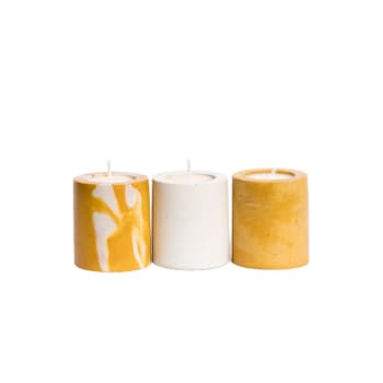Baby bougies - Baby bougies en béton jaune - Lot de 3 bougies parfumées