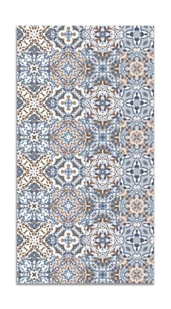 Alfombra Vinílica Cocina Azul 140x200cm Utensilios Cocina con