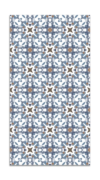 ALFOMBRAS ORIENTALES - Alfombra vinílica azulejo hidráulico tipo oriental azul 80x300 cm