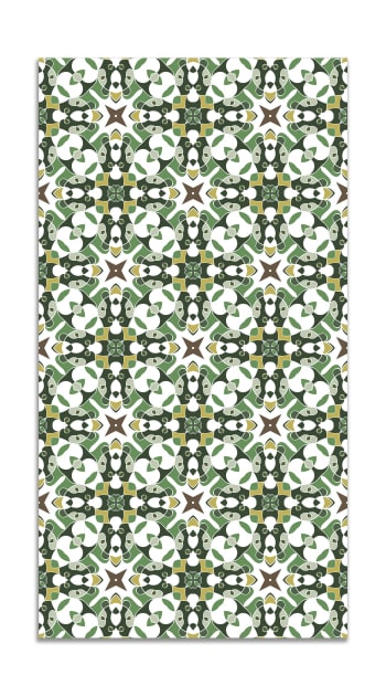 ALFOMBRAS ORIENTALES - Alfombra vinílica azulejo hidráulico tipo oriental verde 200x200 cm