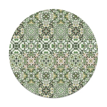 ALFOMBRAS ORIENTALES - Alfombra vinílica redonda baldosa hidráulico oriental verde 150x150 cm