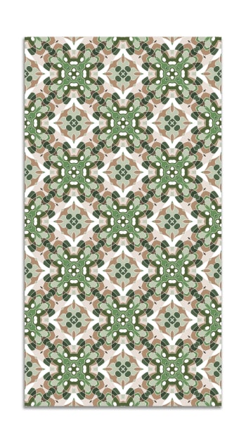 ALFOMBRAS ORIENTALES - Alfombra vinílica azulejo oriental verde 80x250 cm