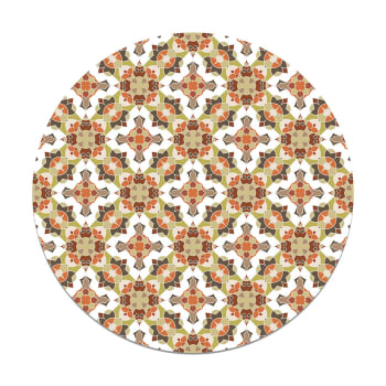 ALFOMBRAS ORIENTALES - Alfombra vinílica redonda baldosín estilo oriental naranja 190x190 cm