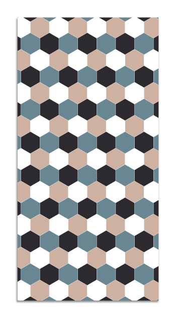 ALFOMBRAS MINIMALISTAS 2 - Tapis vinyle mosaïque hexagones de ton bleu 60x110cm