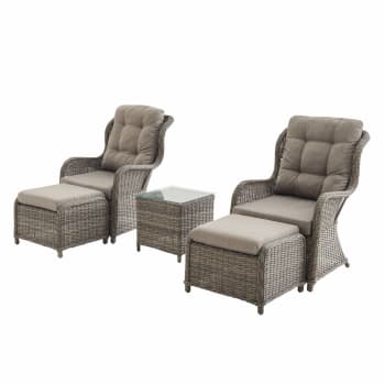 Barletta - 2er Set Sessel aus Polyrattan und Aluminium, Grau
