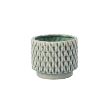 Caméo - Cache-pot décoratif en céramique vert amande H10