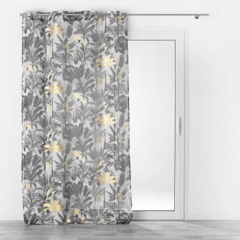 Douceur D'Intérieur Tenda A Occhielli Sabaly 140x240 Cm – Velo Sabbia Con Stampa Oro E Finitura Vellutata