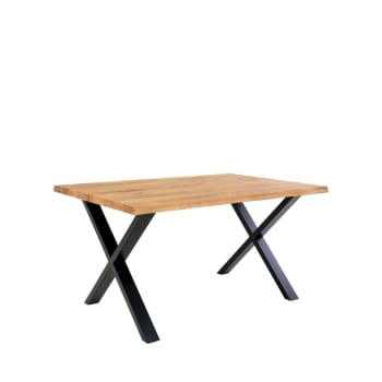 Toulon - Table à manger en bois et métal 140x95cm bois clair  et  noir