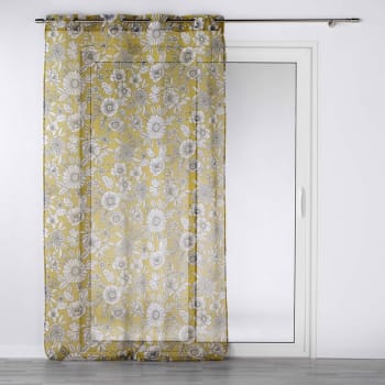 MILADY - Voilage sablé et fleuri polyester jaune 140x240 cm