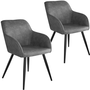 2er Set Stuhl Marilyn Stoff, schwarze Stuhlbeine grau/schwarz