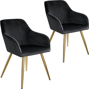 2 sillas aterciopelada marilyn poliuretano negro/oro