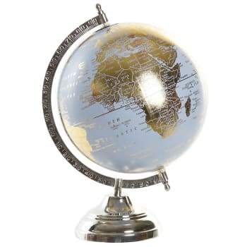 Globe terrestre chrome et doré