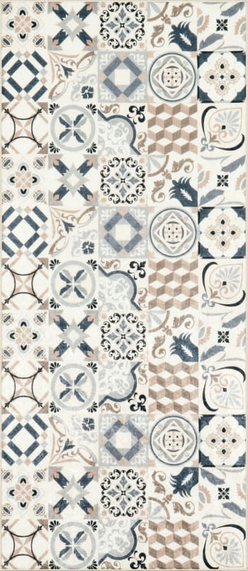 AZULEJO - Alfombra de cocina azulejos marron 50x100