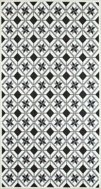 AZULEJO - Tapis de cuisine carreaux de ciment noir 80x150