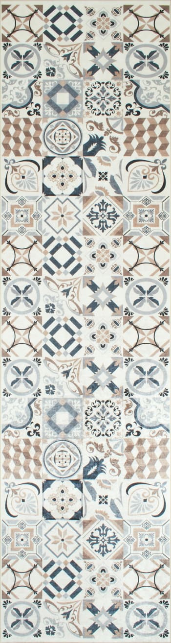 AZULEJO - Alfombra de cocina azulejos marron 80x300