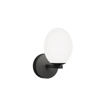 AMUR - Aplique de baño de cristal opal con base de color negro 25W