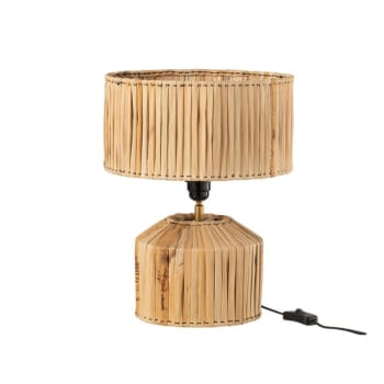 HANNAH - Lampe de chevet feuille de bananier en bois naturel 35x35x31 cm