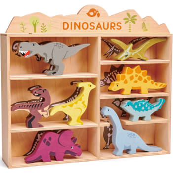 Set de 8 figurines en bois Dinosaures