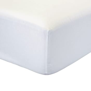 Drap housse imprimé 180x200 cm satin de coton SONGE blanc