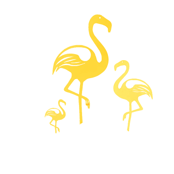 COLLECTION ANIMAUX LP DESIGN - Famille de 3 flamants en acier galvanisé jaune H 75, 49 & 29cm