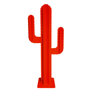 COLLECTION DÉCO JARDIN - Cactus 2 branches 6 feuilles en métal (alu) rouge H 1,70m