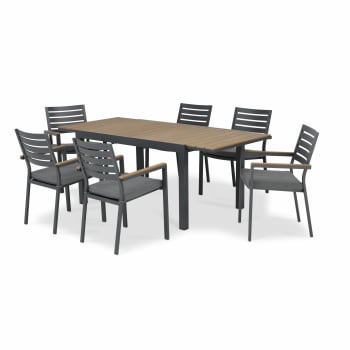 OSAKA - Conjunto mesa jardín 200/140x90 cm y 6 sillas aluminio antracita
