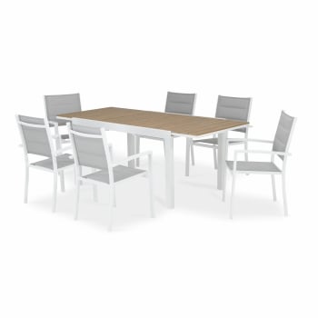 OSAKA - Conjunto mesa jardín Osaka 200/140x90 cm y 6 sillas aluminio blanco
