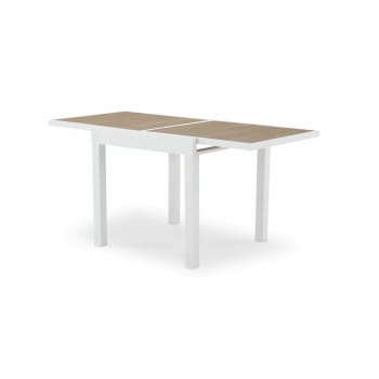 OSAKA - Table de jardin à rallonge en aluminium blanc 160/80×80cm et polywood