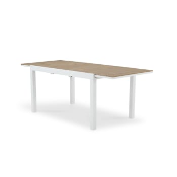 OSAKA - Table de jardin à rallonge en aluminium blanc 200/140×90 et polywood