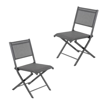 Pack de 2 sillas de jardín plegables 48x48x84 cm aluminio antracita