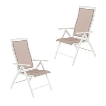 Pack de 2 sillónes de jardín posiciones blanco reclinable de aluminio