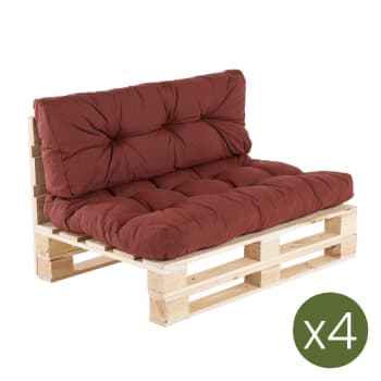 Pack de 4 sofá de palet asiento y respaldo color rojo olefin