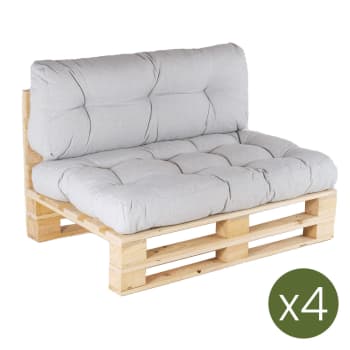 Pack de 4 sofás para palets asiento y respaldo olefin gris claro