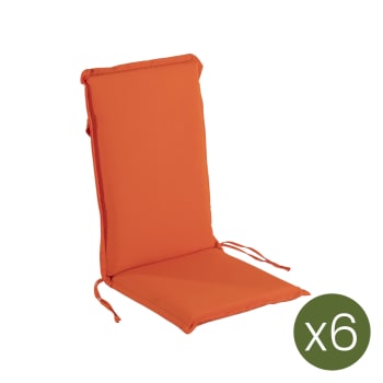 Pack de 6 cojines para sillón de jardín reclinable estándar naranja