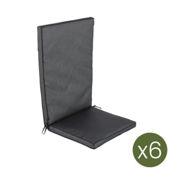 Pack de 6 cojines textilene para sillas de exterior reclinables negro