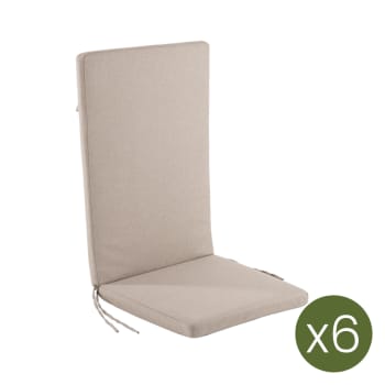 Pack de 6 cojines de sillas de jardín reclinables olefin marrón