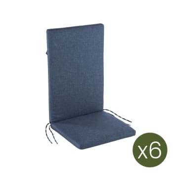 Pack de 6 cojines para sillón de jardín reclinable olefin azul