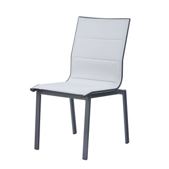 Chaise de jardin aluminium et textilène gris perle