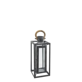 Bastille - Lanterne décorative en verre gris H40