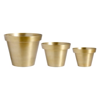 Golden - Set de 3 cache-pots en aluminium doré D24