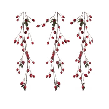Noël - Guirlande décorative de baies effet grivé rouge L185