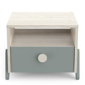 Ilian - Comodino scandinavo 1 cassetto L39 cm - Legno e verde