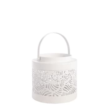 Elements Lanterne Decorative In Ceramica Blu - Set Da 2 Con Manici In Metallo - 17,8 Cm E 25,4 Cm - Per Candele O Fiori