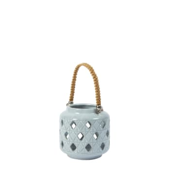 Boho - Lanterne décorative en grès gris H13