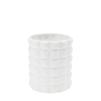 Zen - Photophore décoratif en porcelaine blanc H8